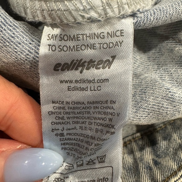 Edikted Distressed Wide Leg Jeans Small - Picture 4 of 4